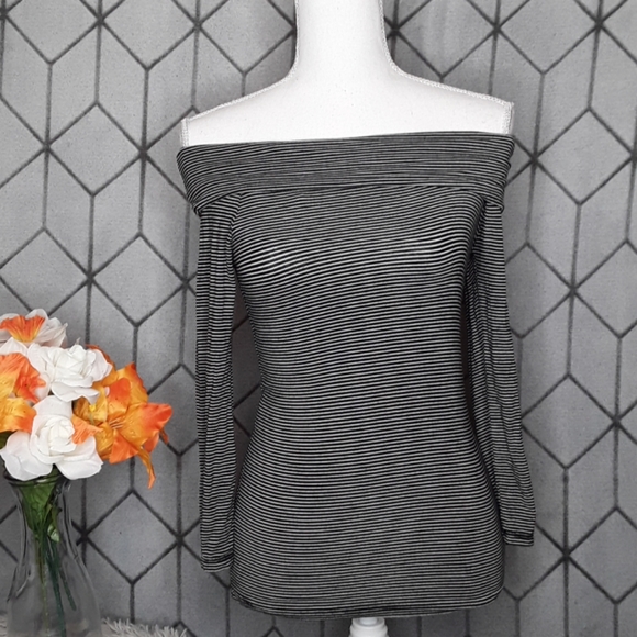Heart & Hips Tops - FINAL Heart & Hips Striped Off Shoulder Blouse